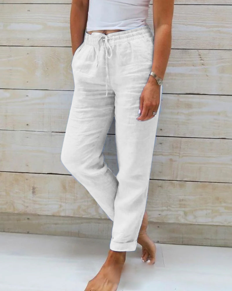 Allison — Cotton Linen Tailored Trousers