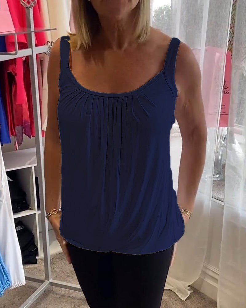 Vangie — Sleeveless Pleated Top