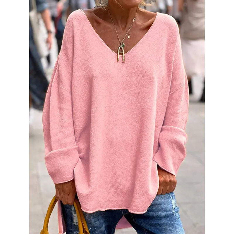 Relaxed Fit V-Neck Blouse