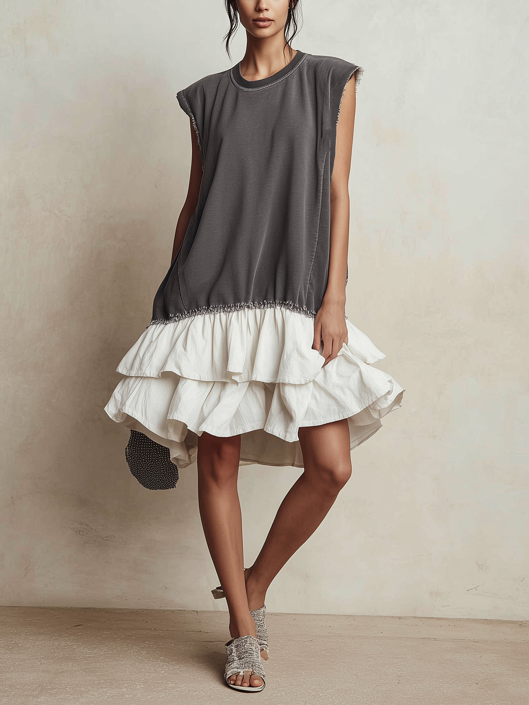 Tiered Ruffle Hem Sleeveless Mini Dress