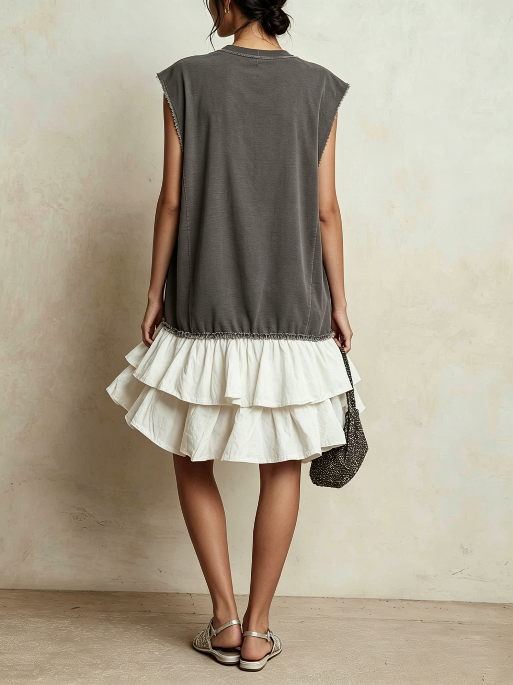 Tiered Ruffle Hem Sleeveless Mini Dress