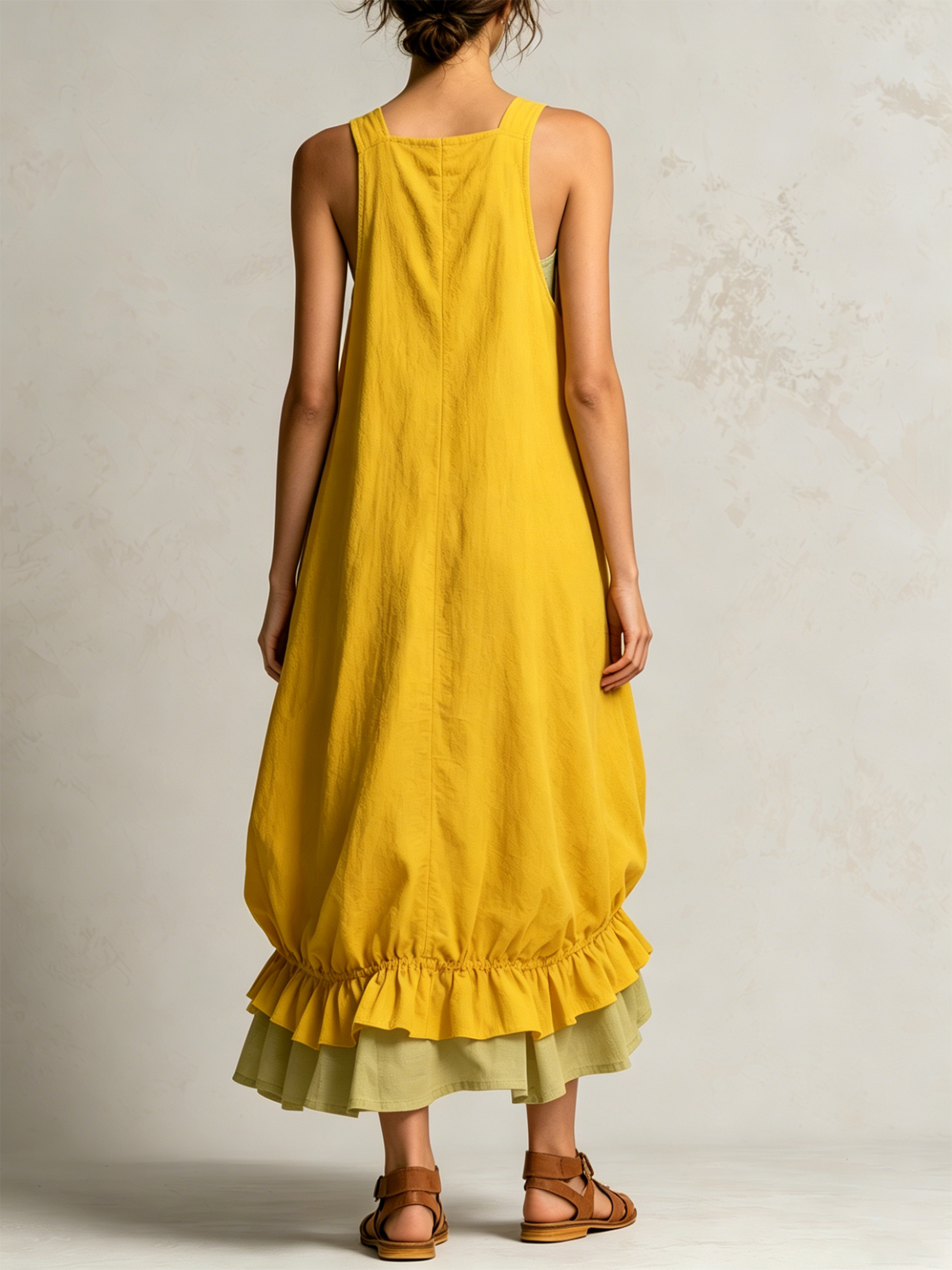 Cargo Pocket Ruffle Hem Midi Dress