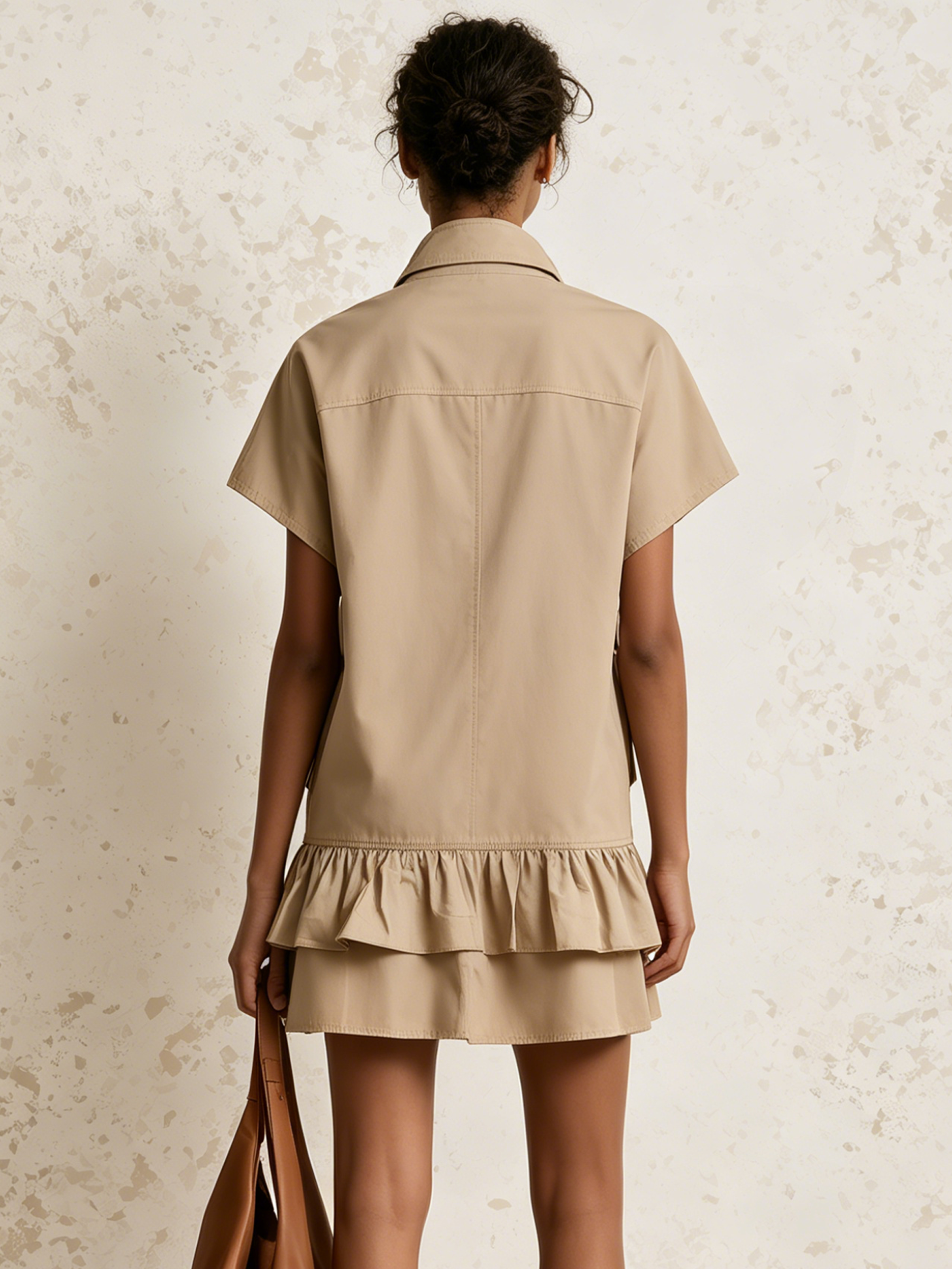 Utility Cargo Mini Dress with Half-Zip Collar