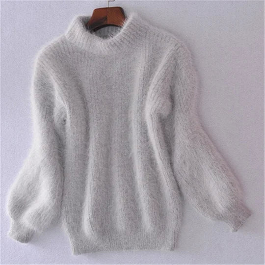 Angora Blend Solid Knit Sweater