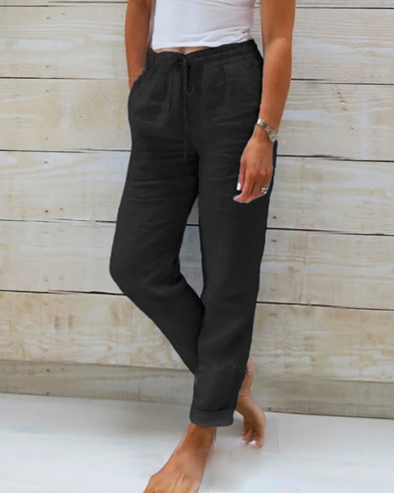 Allison — Cotton Linen Tailored Trousers