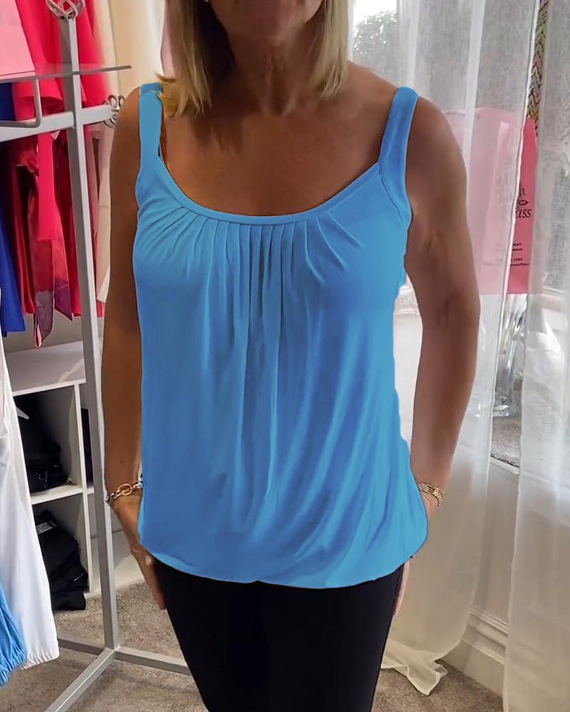Vangie — Sleeveless Pleated Top
