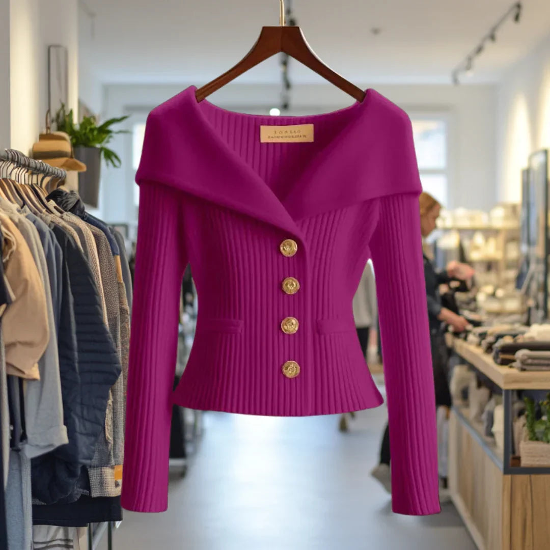 Wide Collar Button-Down Cardigan