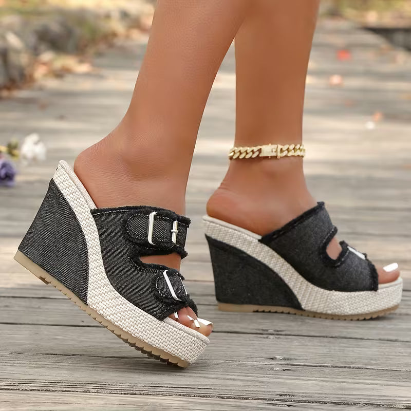 Fray Edge Wedge Sandals