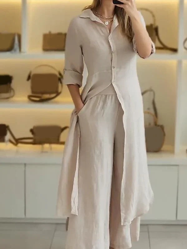 Cotton Linen Casual Two-Piece Set