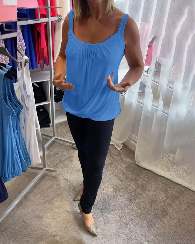 Vangie — Sleeveless Pleated Top
