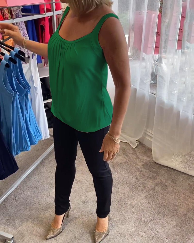Vangie — Sleeveless Pleated Top