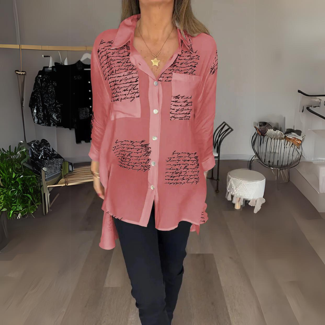 Tiemona — Script Print Button-Up Shirt