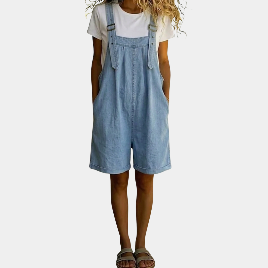 Relaxed Denim Short Overalls