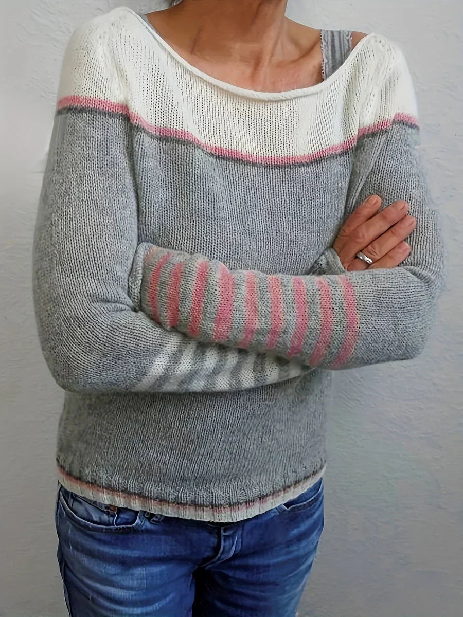Long Sleeve Striped Knit Sweater