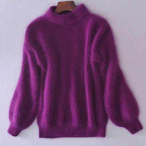 Angora Blend Solid Knit Sweater
