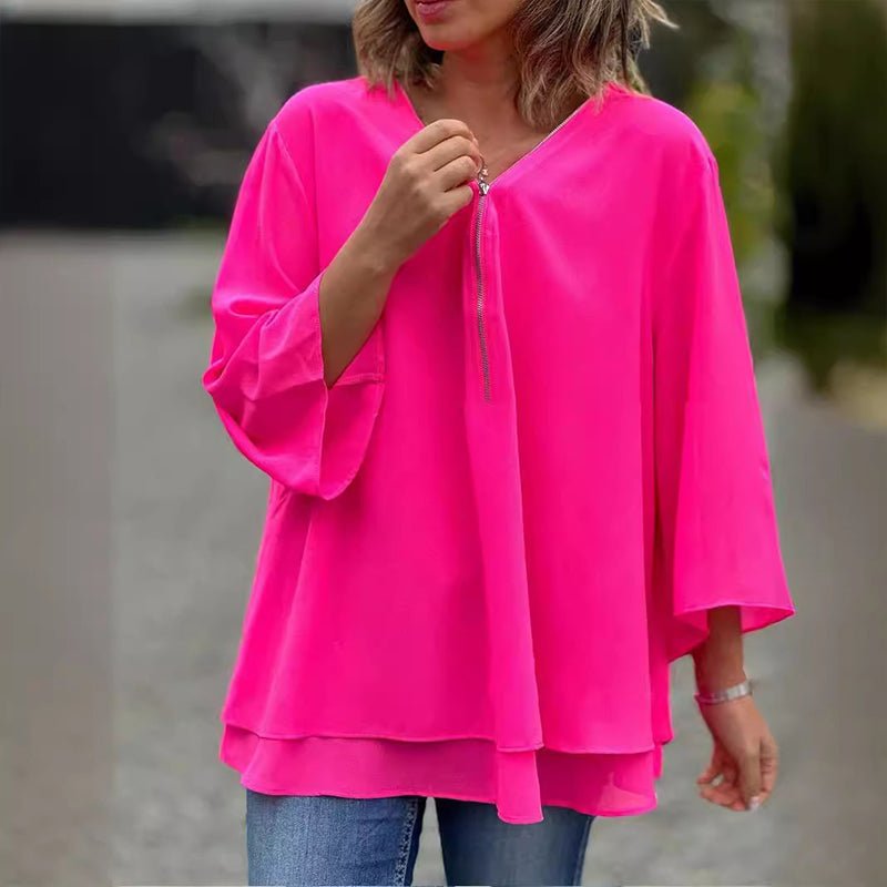 Lorelai — Chiffon Zip Blouse