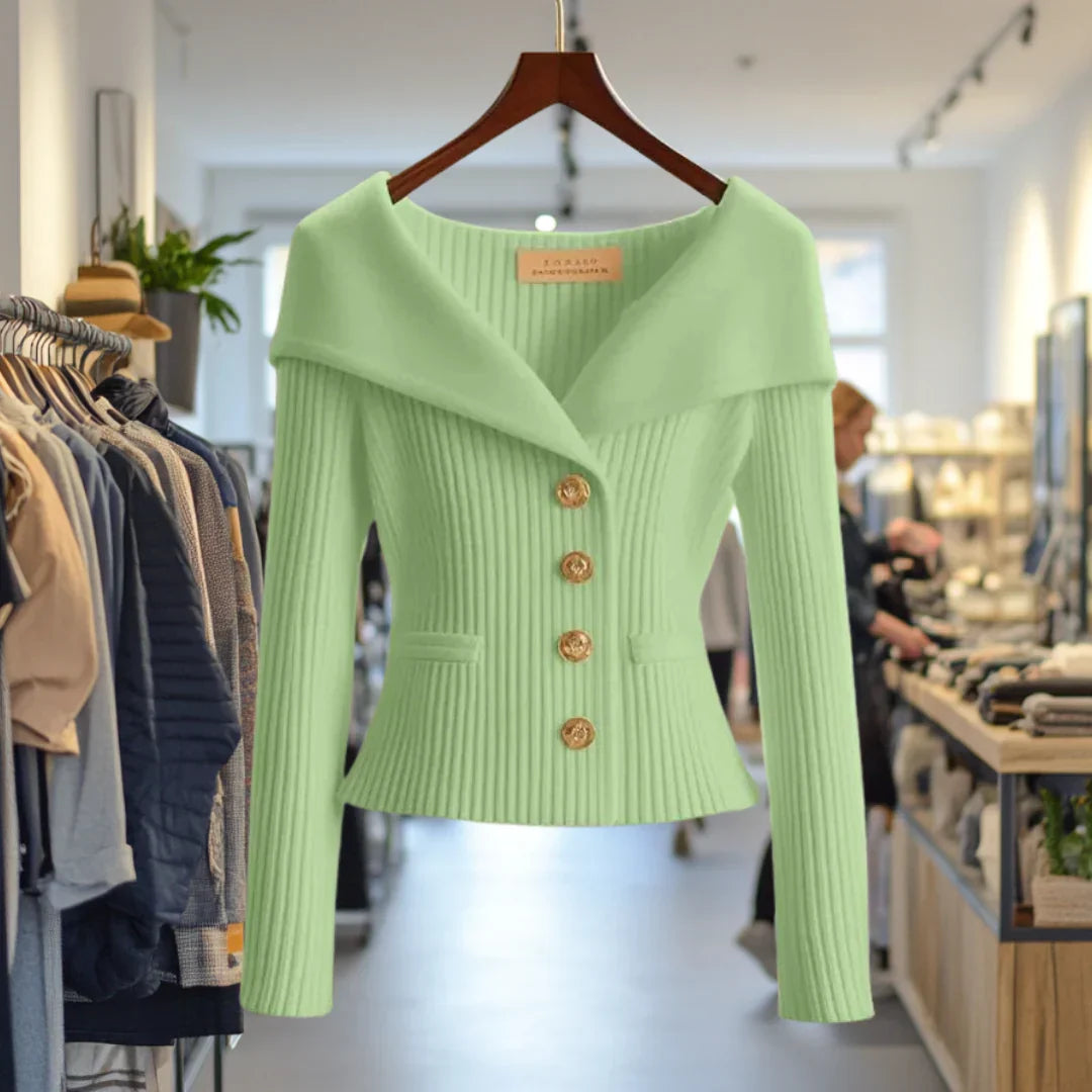 Wide Collar Button-Down Cardigan