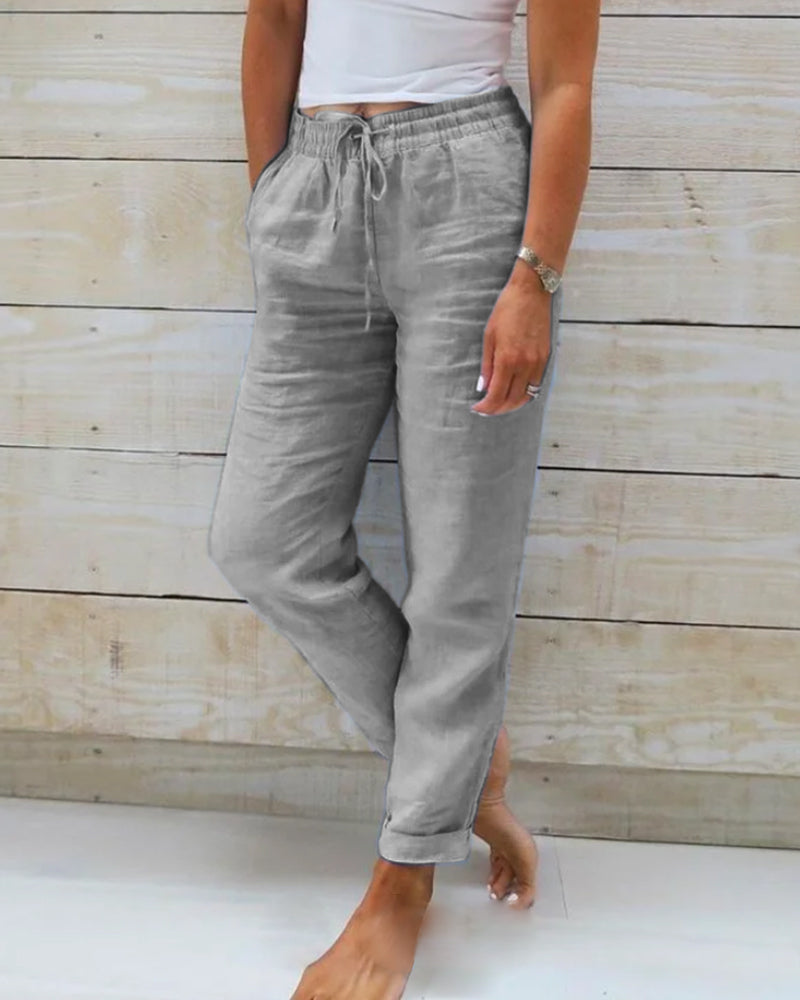 Allison — Cotton Linen Tailored Trousers