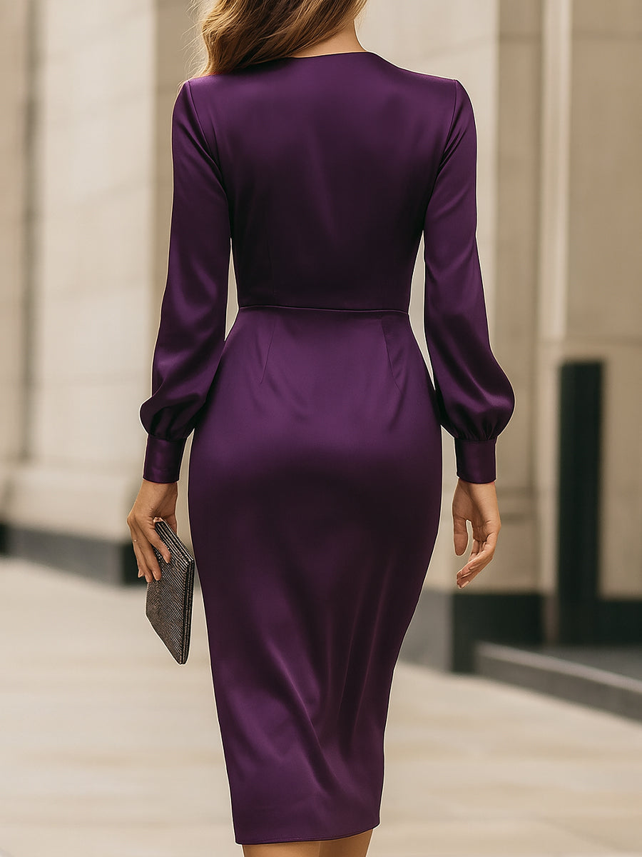 Satin Wrap Midi Dress
