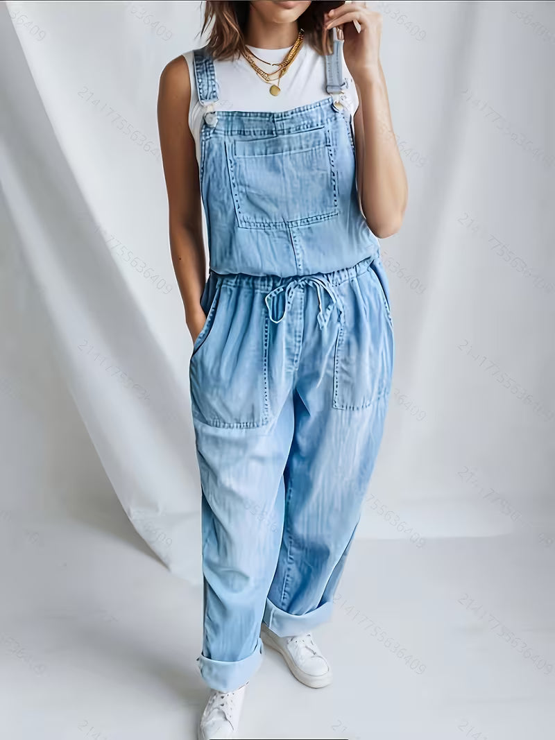 Everly - Relaxed Button Front Denim Overalls
