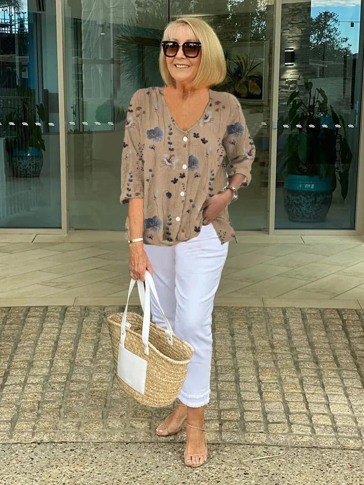Joanne — Printed Button Tunic