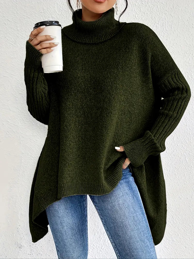 Long Ribbed Turtleneck Sweater