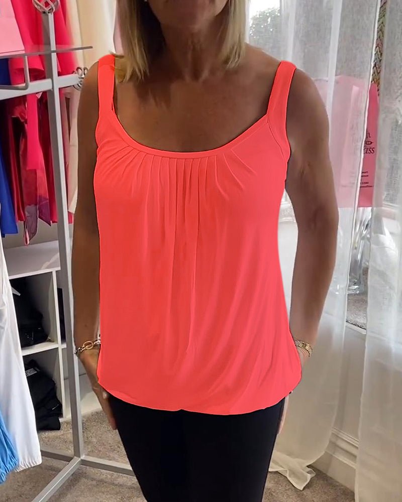 Vangie — Sleeveless Pleated Top
