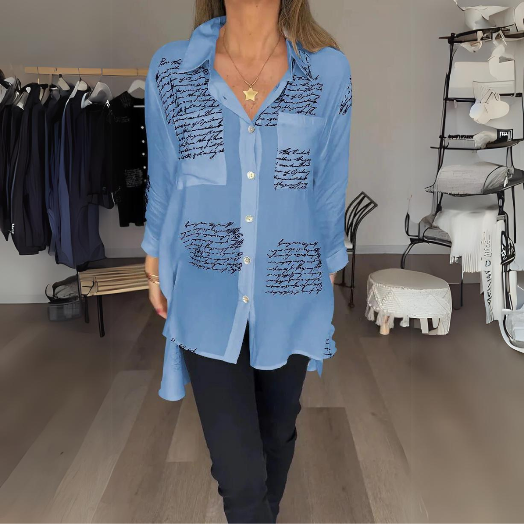 Tiemona — Script Print Button-Up Shirt