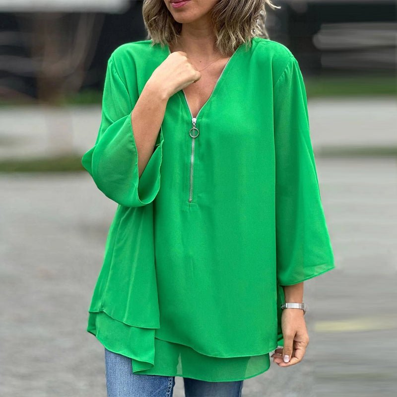 Lorelai — Chiffon Zip Blouse