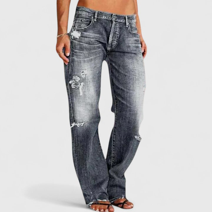 Delaney — Distressed Bootcut Jeans