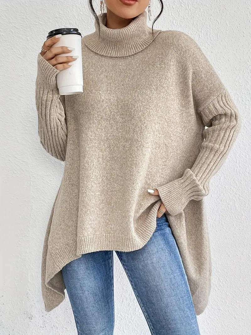 Long Ribbed Turtleneck Sweater
