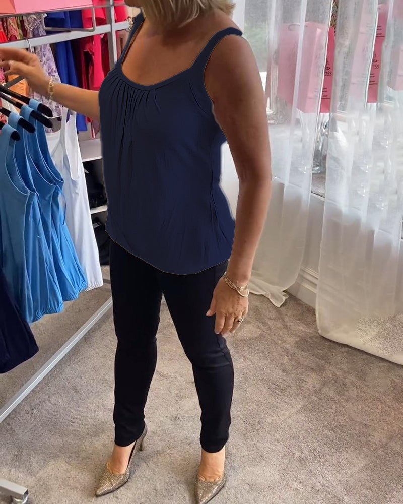 Vangie — Sleeveless Pleated Top