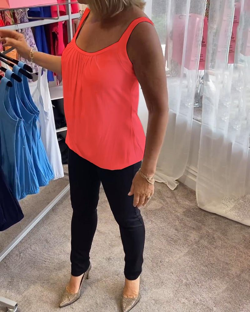 Vangie — Sleeveless Pleated Top