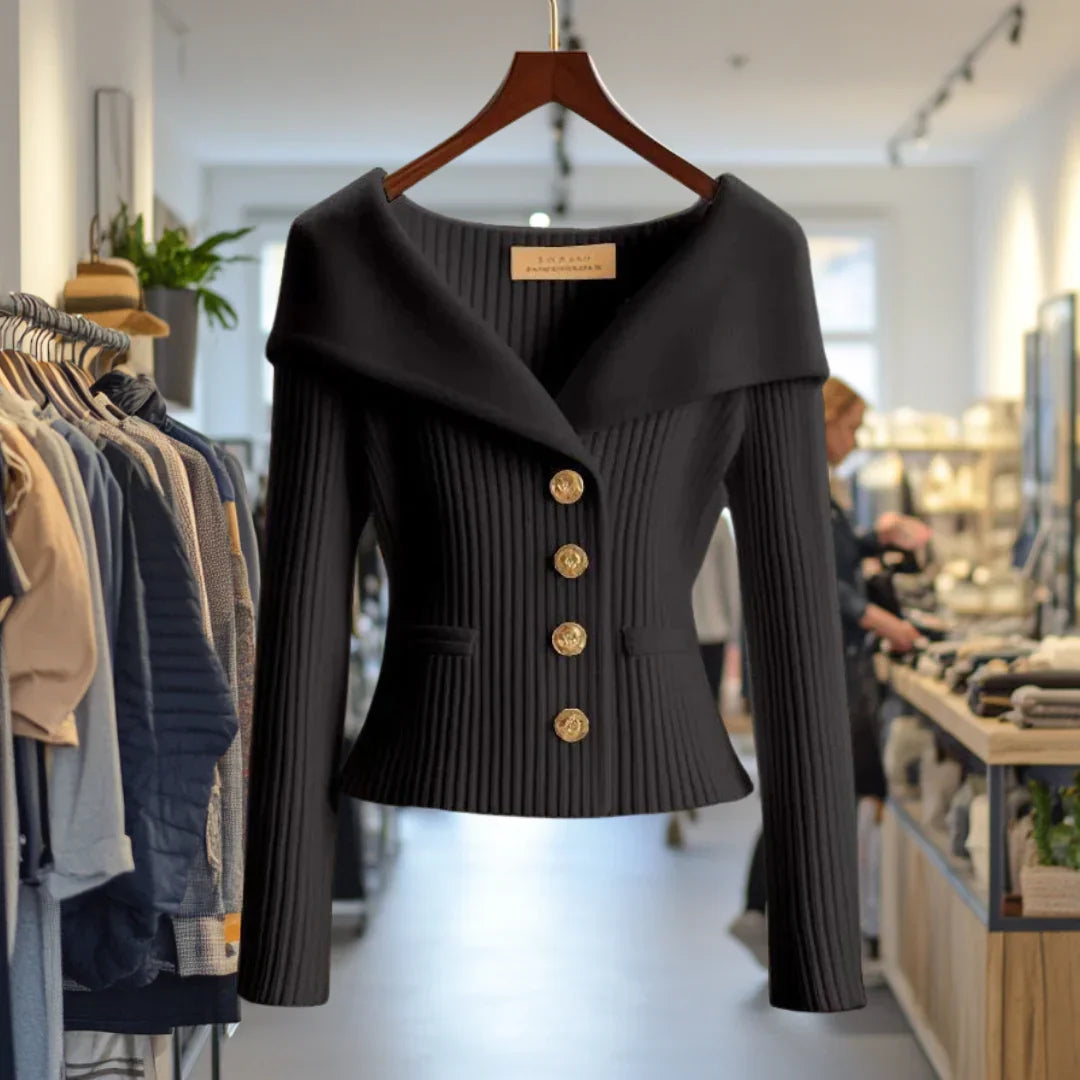 Wide Collar Button-Down Cardigan