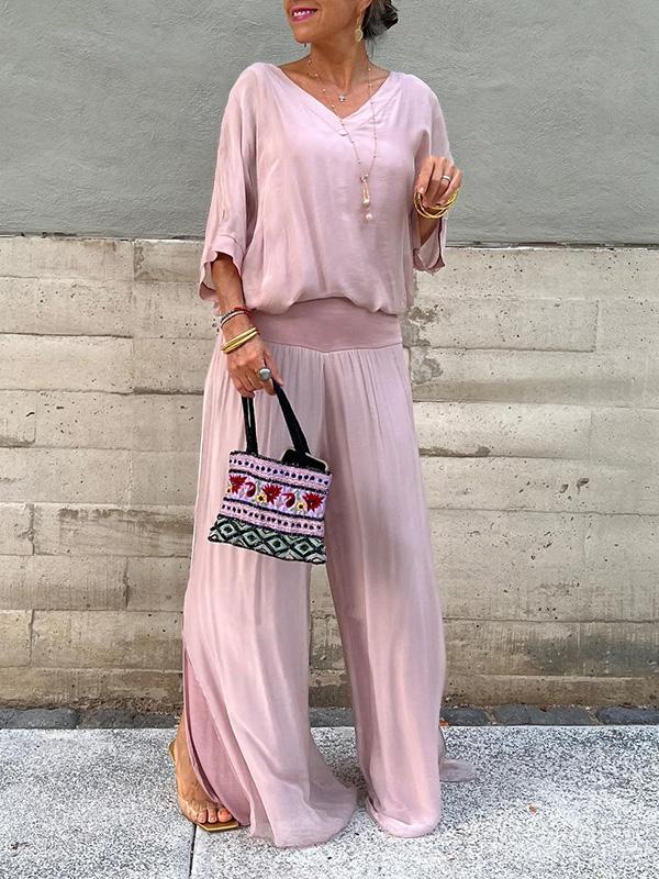 ESMERALDA – ELEGANT CHIFFON WIDE-LEG PANTS TWO-PIECE SET