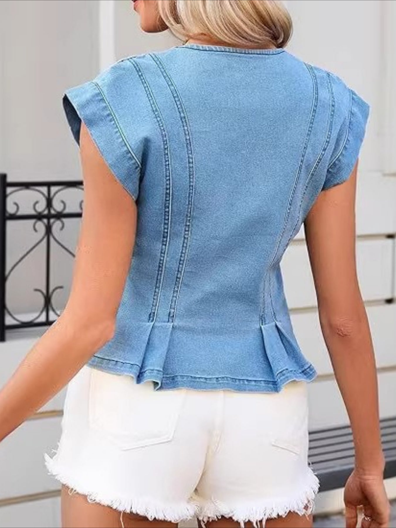 V-Neck Denim Top