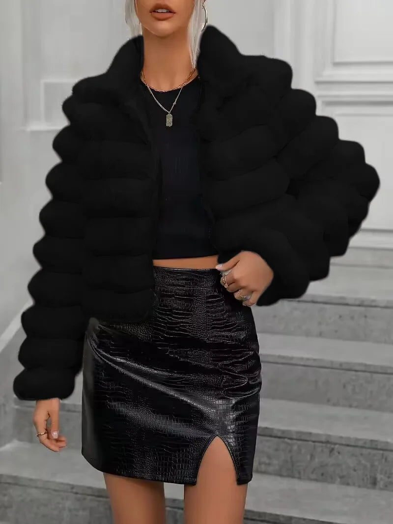 Plush Faux Fur Longline Coat