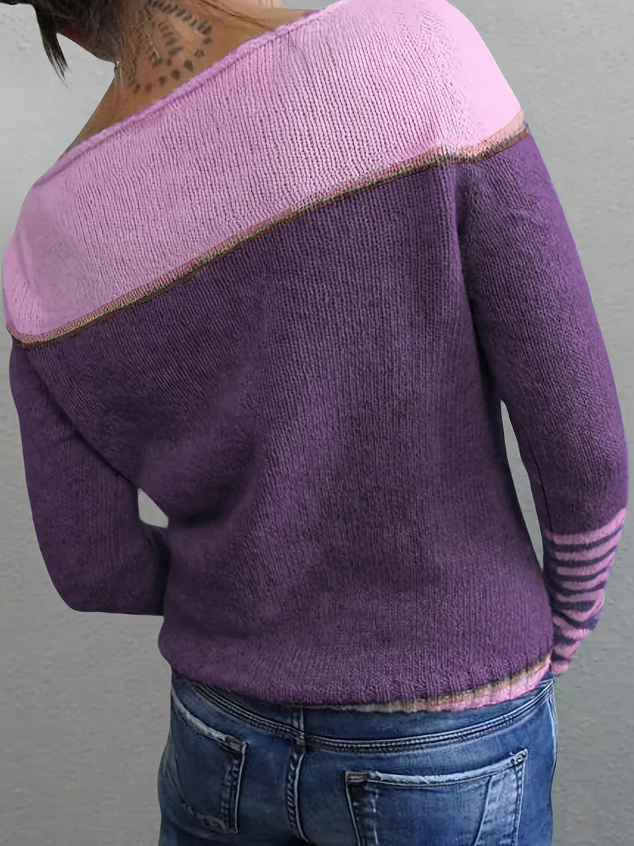 Long Sleeve Striped Knit Sweater