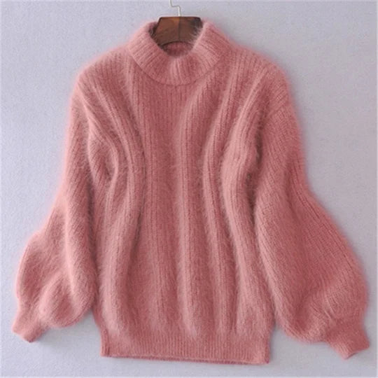 Angora Blend Solid Knit Sweater