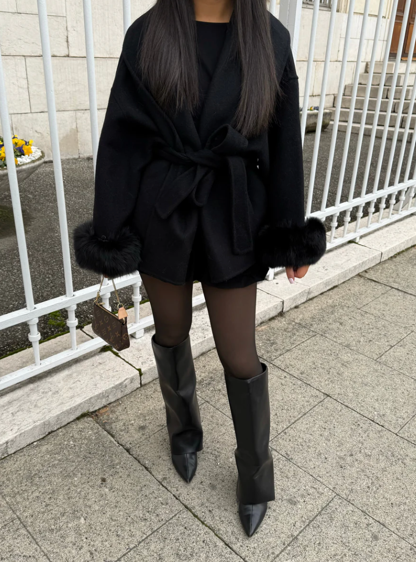 Faux Fur Collar Wool Coat