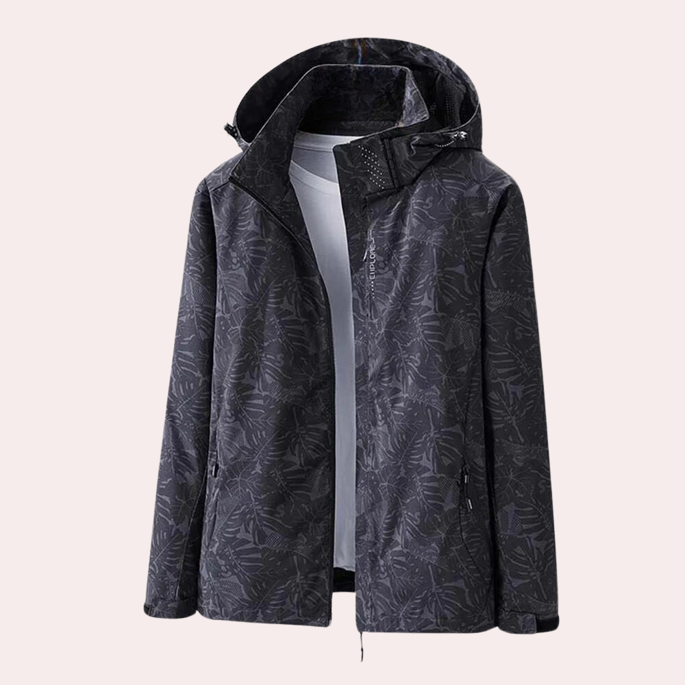 Patterned Zip-Up Rain Jacket