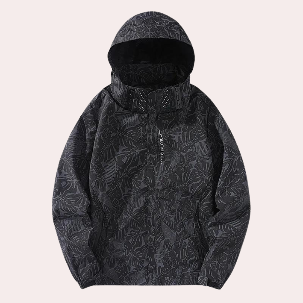Patterned Zip-Up Rain Jacket
