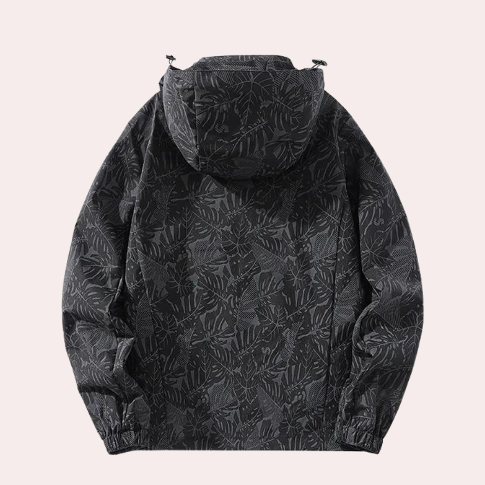 Patterned Zip-Up Rain Jacket