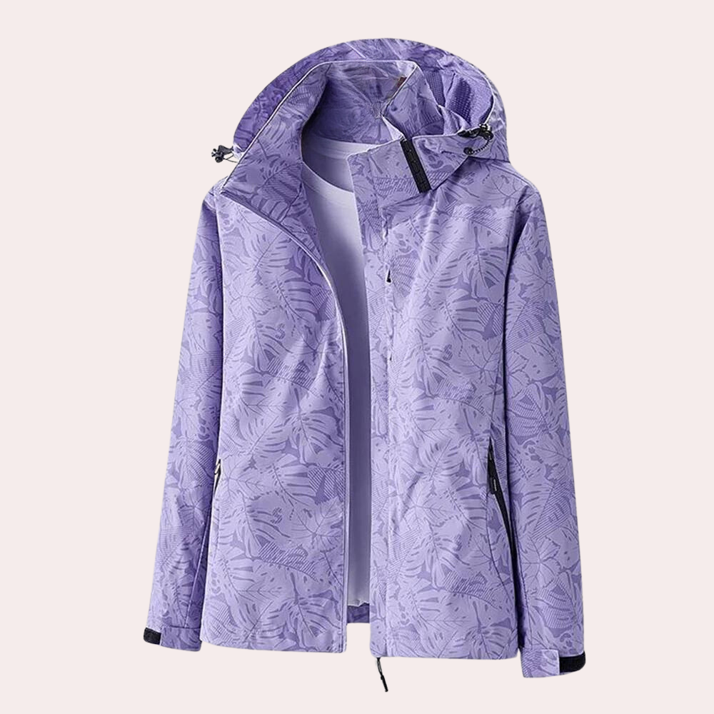 Patterned Zip-Up Rain Jacket