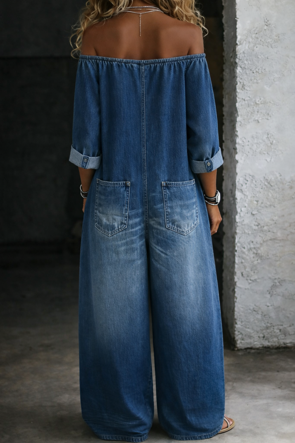 Off Shoulder Long Sleeve Jumpsuit