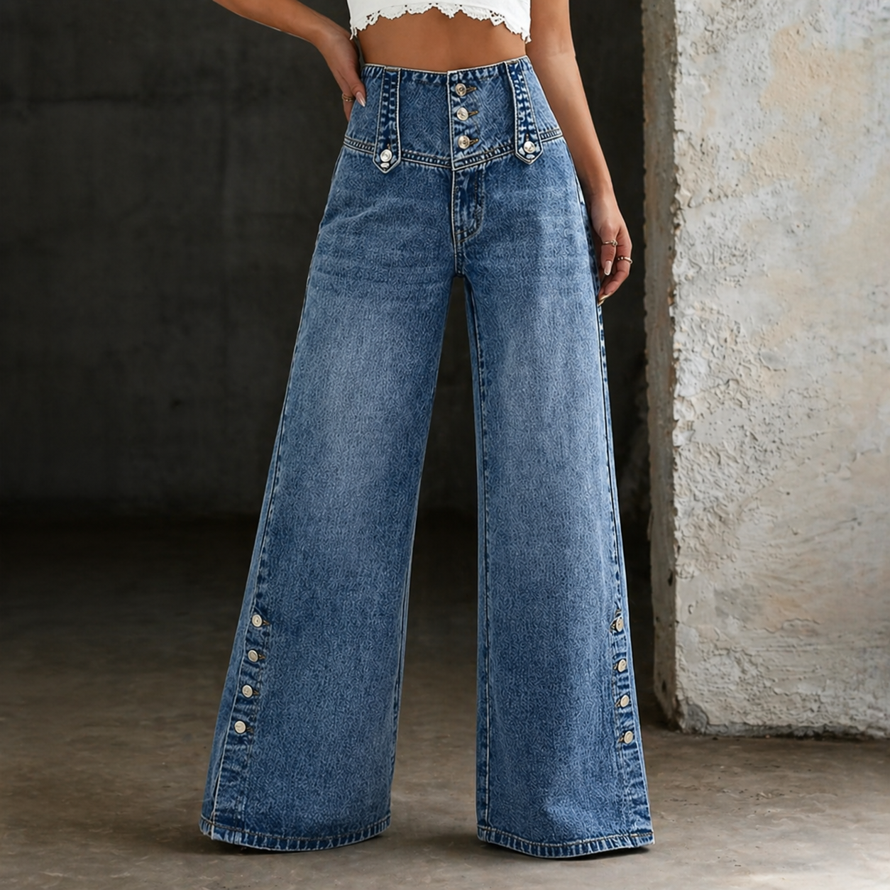 High Waist Slit Jeans