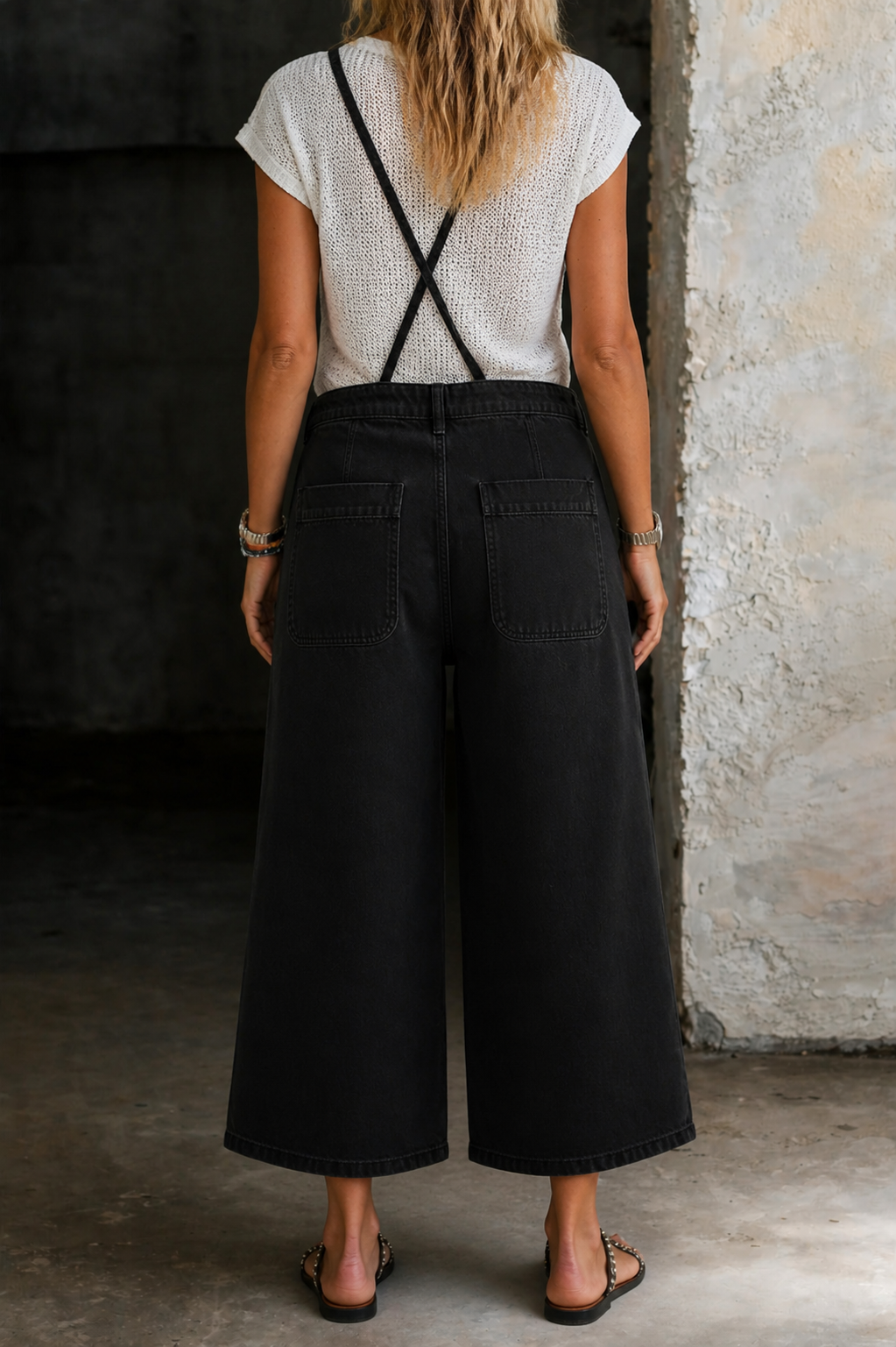 Wide Leg Suspender Jumpsuit