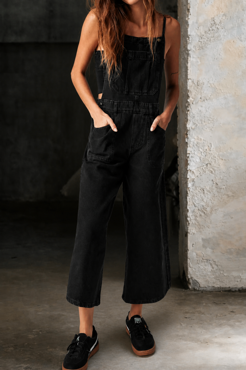Wide Leg Suspender Jumpsuit