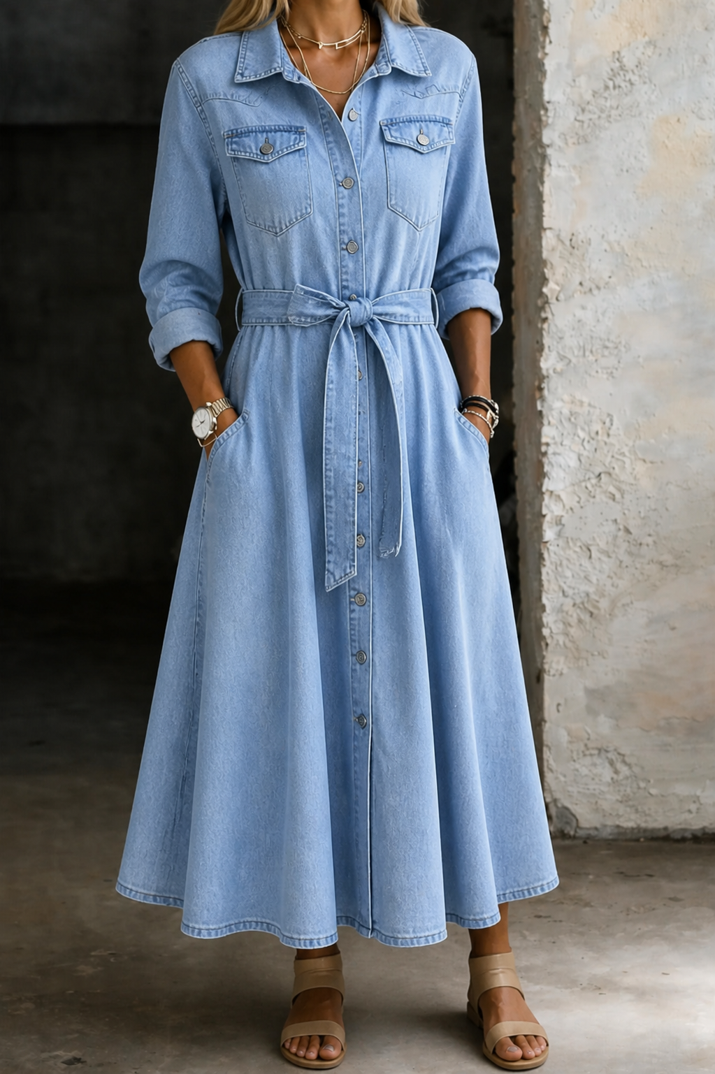 Long Sleeve Denim Dress