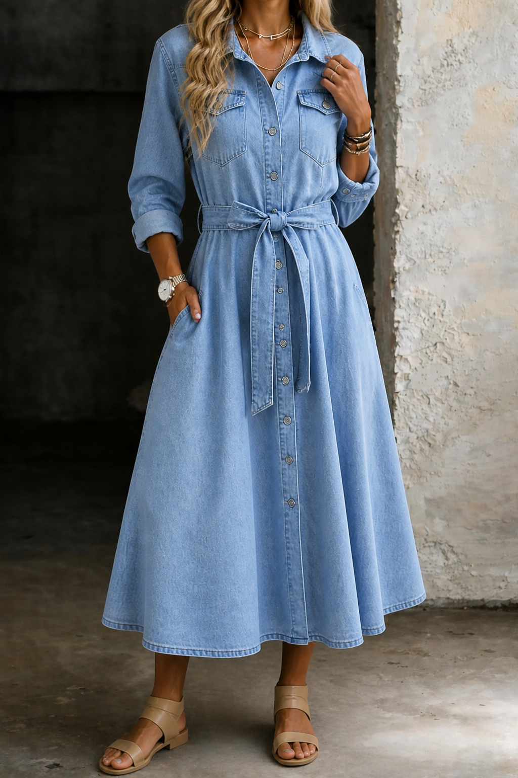 Long Sleeve Denim Dress